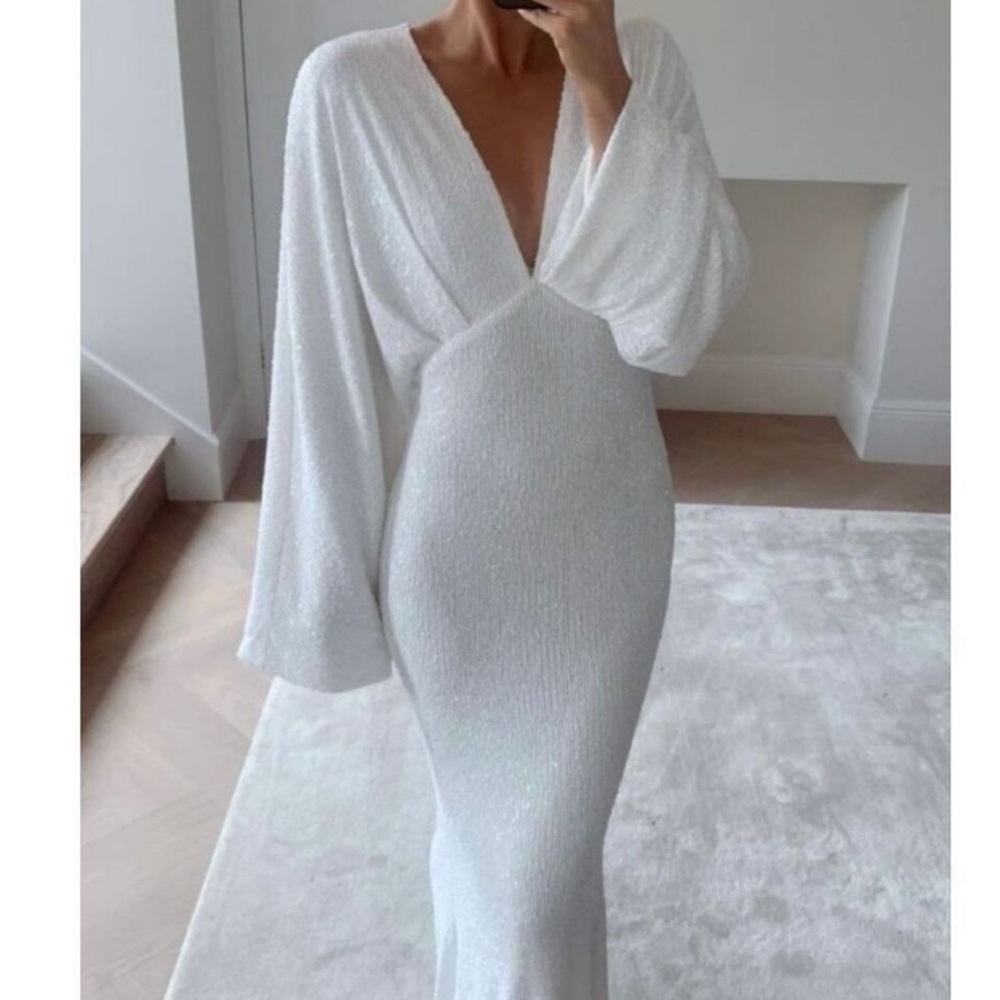 Pretty Lavish Sequin White Maxi Dress, size US 6